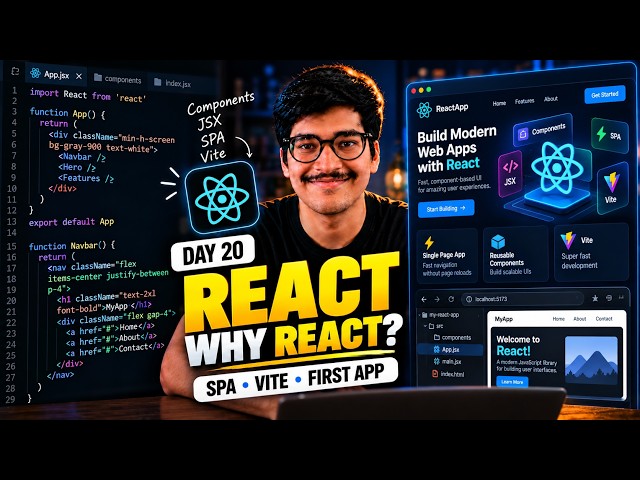 Day 20 | LIVE: Why React? SPA, Vite & Your First React App ⚛️🚀