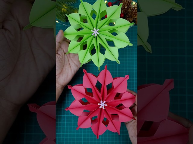 Easy Paper Snowflake with A4 Paper ❄️ 3D Christmas Paper Cutting Tutorial #Shorts