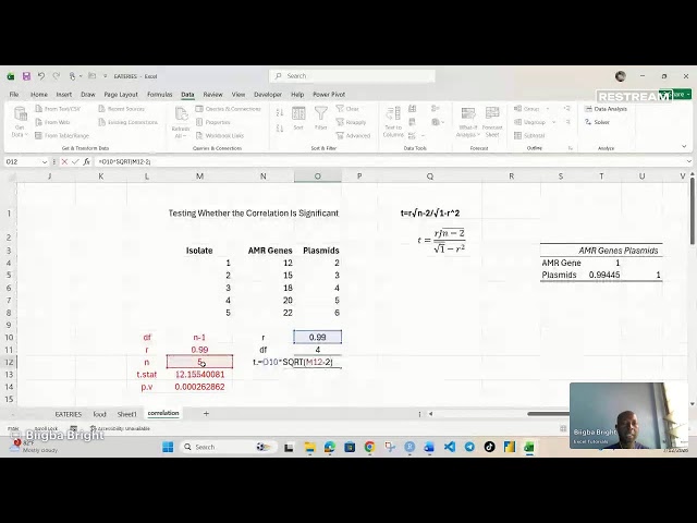 Correlation in Excel