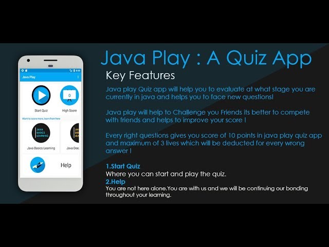Java Play Quiz App Intro | Developed by Awwalsoft
