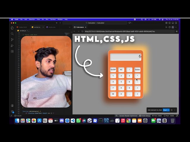 Calculator App Using HTML CSS JavaScript | Beginner Friendly Project 🔥