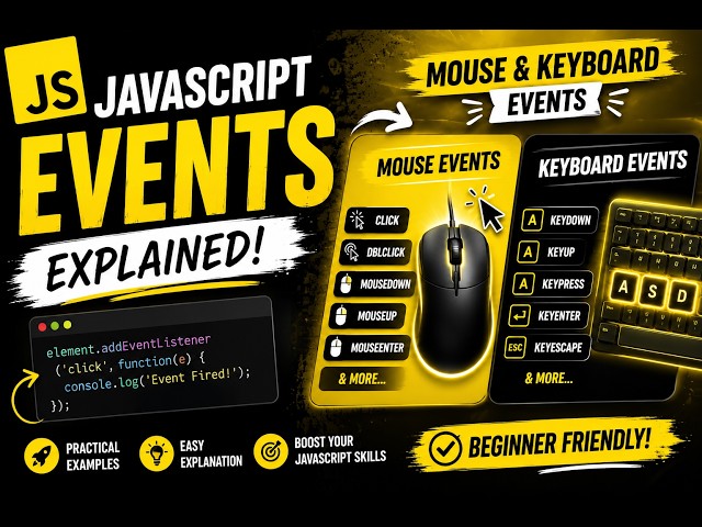 JavaScript Events Explained 🔥 | Get Input Value, Mouse & Keyboard Events #EasyWebSeries