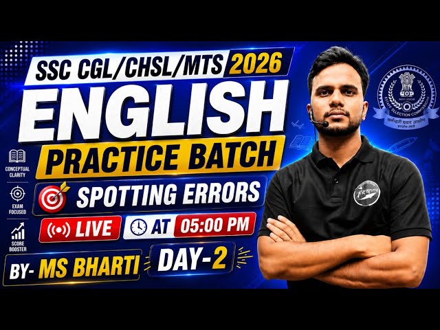 Day-2🔥Spotting Errors || English Free Practice Class || SSC: CGL/CHSL/MTS/CPO English Mock Test 