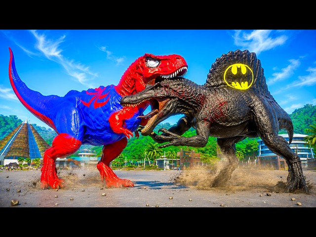 SPIDER-MAN T-Rex vs BATMAN Spinosaurus | The Most EPIC Dinosaur Battle 🦖