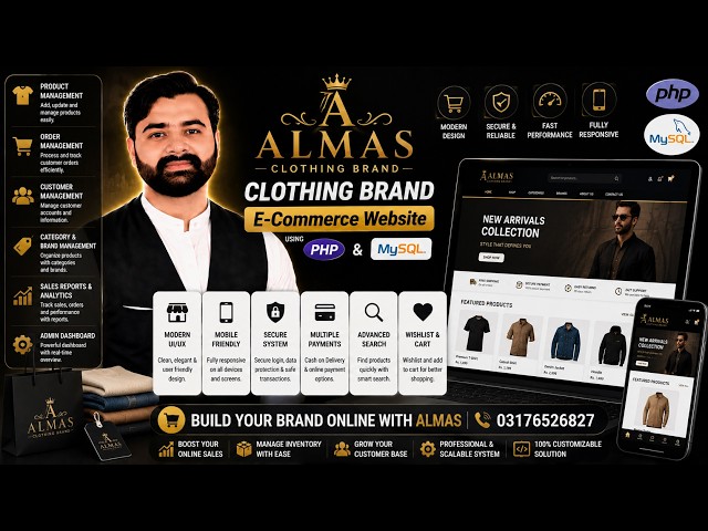 Almas Clothing Brand Using PHP MySQL | CS619 Final Year Project | Virtual University