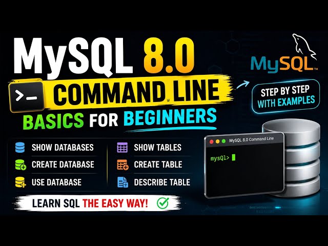 SQL Basics for Beginners | MySQL 8.0 Command Line Tutorial | 6 Basic Commands 