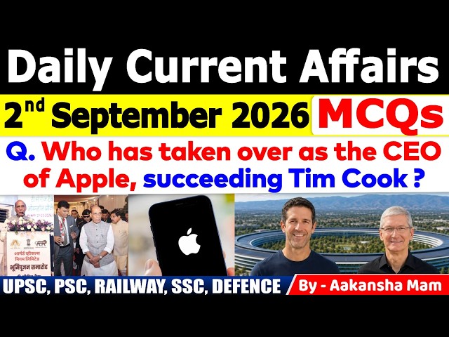 2nd September 2026 Current Affairs🔥 | Daily MCQs | Today’s Most Important MCQs #currentaffairs2026