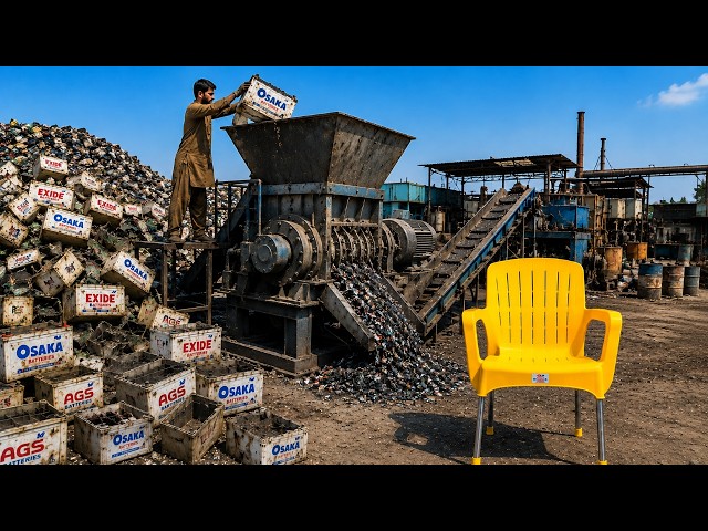 Inside a Massive Recycling Factory: How Old Batteries Becomes New Plastic Chairs | Amazing Process