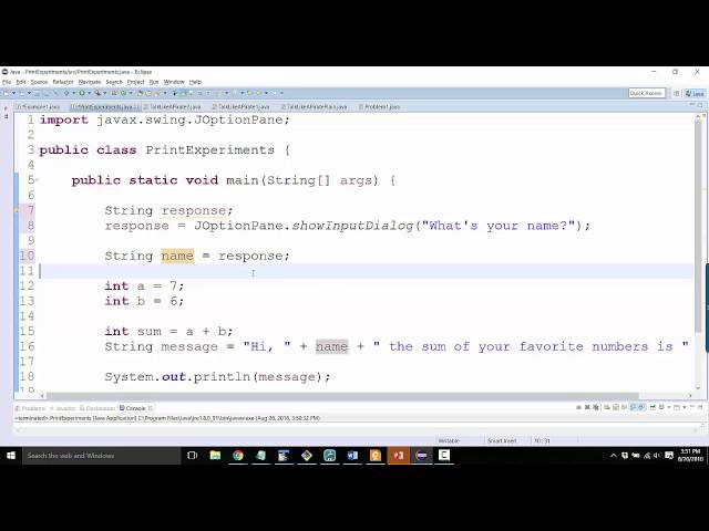 User Input with JOptionPane