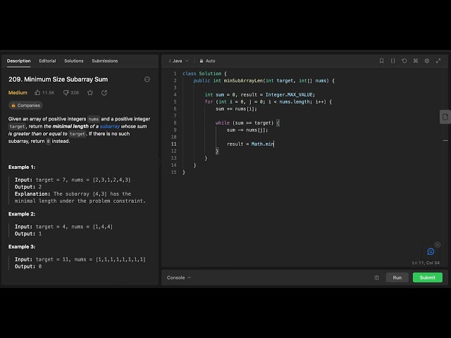 [Leetcode] 209. Minimum Size Subarray Sum