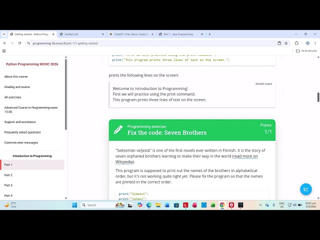 University of Helsinki courses on Java and Python with hundreds of practice exercises