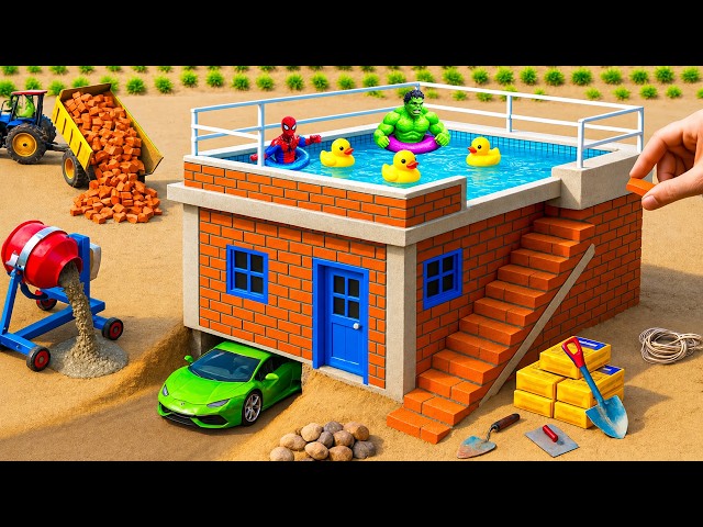 DIY Construction Science Project - Building a Modern Mini Brick & Cement House to prevent Hailstorms