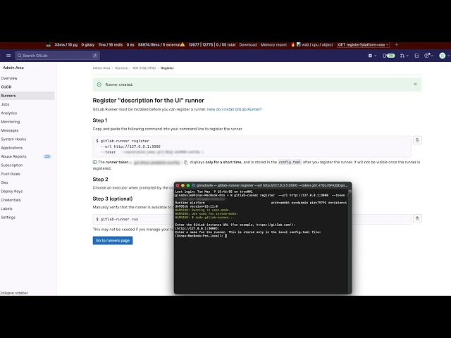 GitLab Runner demo - create an instance-level (Shared) runner as a user