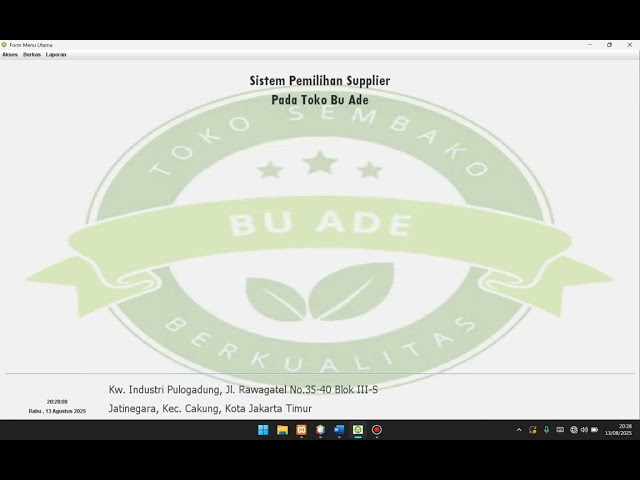 SISTEM PENGAMBILAN KEPUTUSAN PEMILIHAN SUPPLIER MENGGUNAKAN METODE (SAW) DITOKO BU ADE BERBASIS JAVA