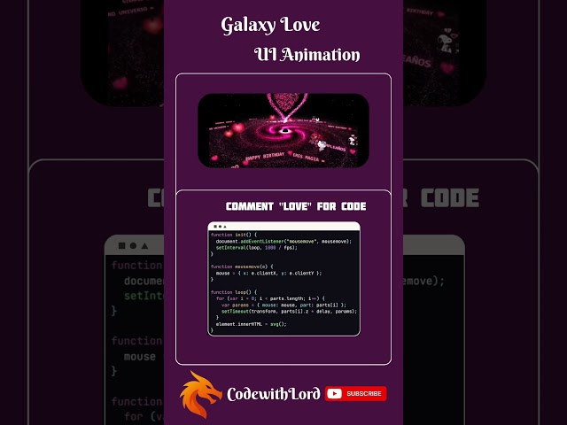 🔥 Galaxy Love UI Animation | Creative Web Design ❤️✨ #Shorts