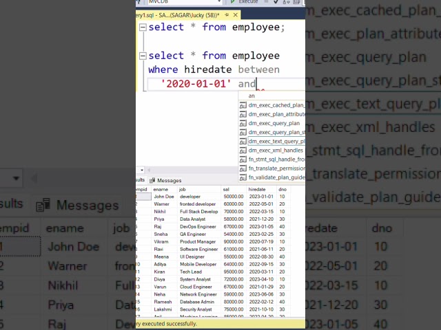 Between Operator in SQL Server #sql #coding #sqlserver #education #windows
