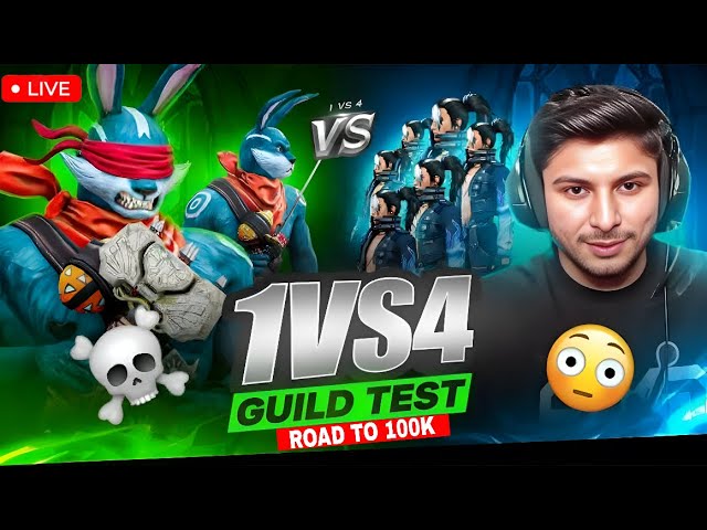 FF LIVE TOP 1 GUILD TEST 1 VS 4 | ROAD TO 100K ON LIVE | LIVE GUILD TESTING#fflive #girllive #ffgirl