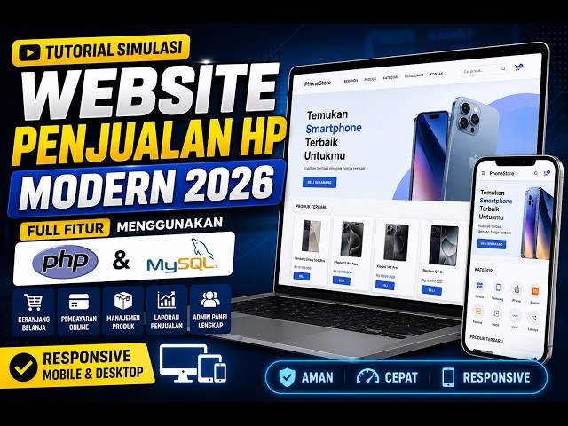 📱 Tutorial Simulasi Website Penjualan HP Modern 2026 Full Fitur Menggunakan PHP & MySQL  Responsive