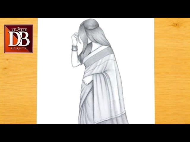 How to draw Girl in Saree -Hide Face || Pencil sketch for beginner || Girl drawing || Drawing