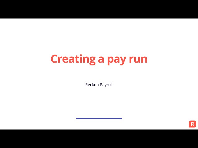 Creating a pay run in Reckon One