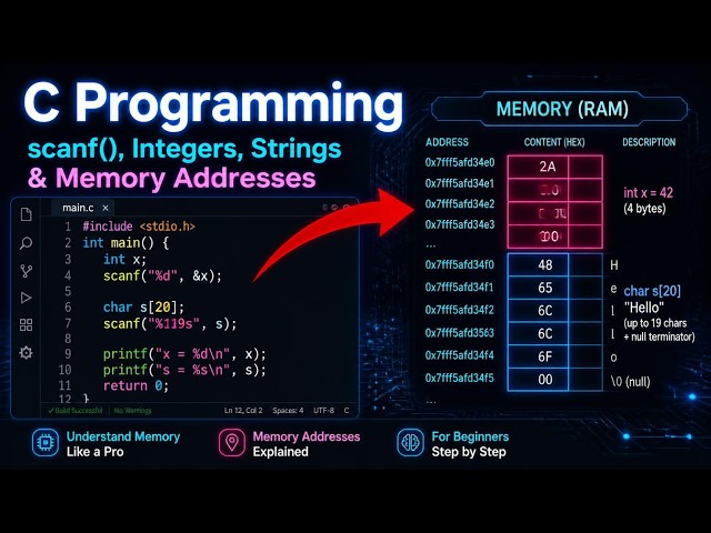 C Programming for Beginner | Strings, Arrays & Memory Address Explained | Tutorial # 12 With Example