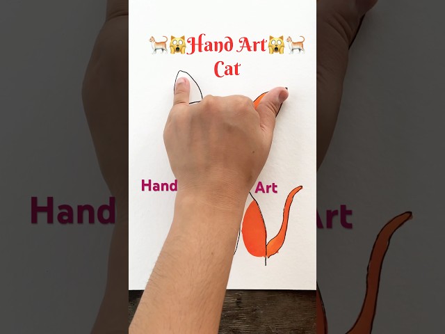 Hand Art Cat 🐈‍⬛🐈🌈 For Kids #shorts #handart #kidsvideos #kids #kidsdrawing #anayashorts