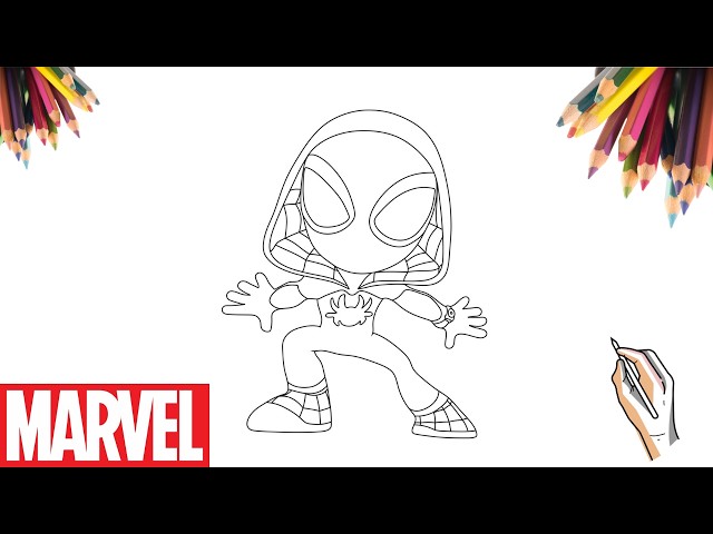 COMO DESENHAR SPIDER-GWEN CHIBI 🕷️💖 | Gwen Stacy Fofinha Passo a Passo Fácil