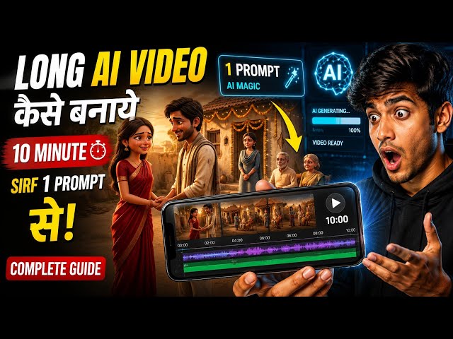 Long AI Video Kaise Banaye (10 Min) Using Just 1 Prompt 🔥 | AI Se Video Kaise Banaye | AI Automation