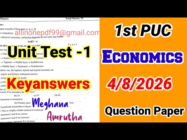 1st PUC Economics Unit Test 1 Question Paper 2026 with Answers 
