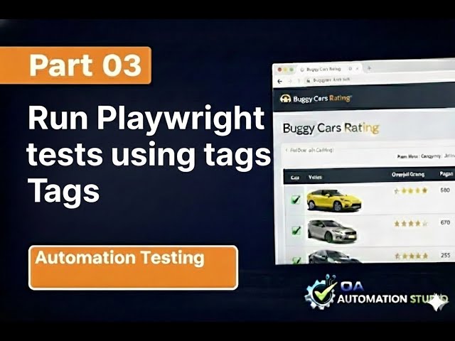 Playwright Automation Testing |  Part 03 Run tests with Tags | Buggy Cars Rating