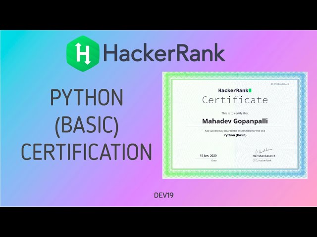 Python (Basic) Certification | Hackerrank Certifications