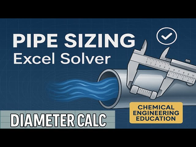 Pipe Diameter Sizing in Excel Solver | Calculate Flow Rate & Pressure Drop Fluid Mechanics Tutorial