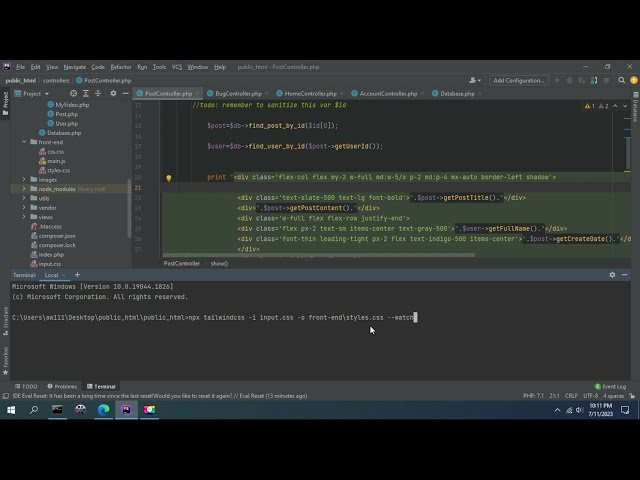 'tailwindcss' is not recognized as an internal or external command,operable program or batch file.