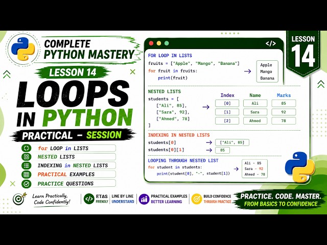 Python Loops Practical | for Loop & while Loop Programs | Lesson 11 (Practical) | Hindi/Urdu