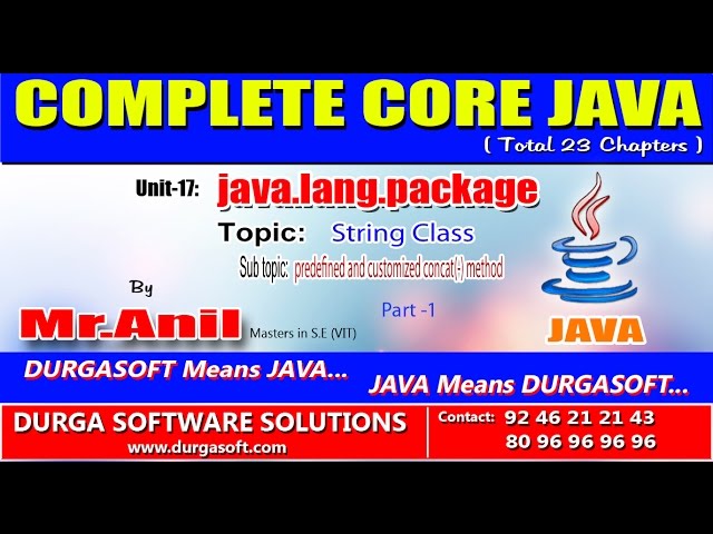 Core Java -java.lang.package-String class - predefined and customized concat(-) method Part -1