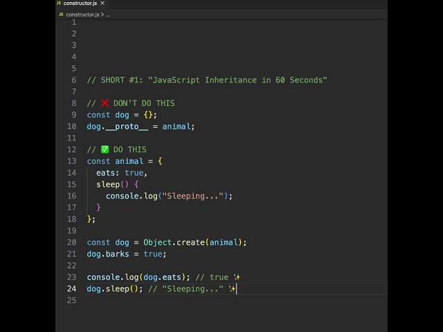 JavaScript Inheritance in 60 Seconds |  #coding #javascript #frontendcourse