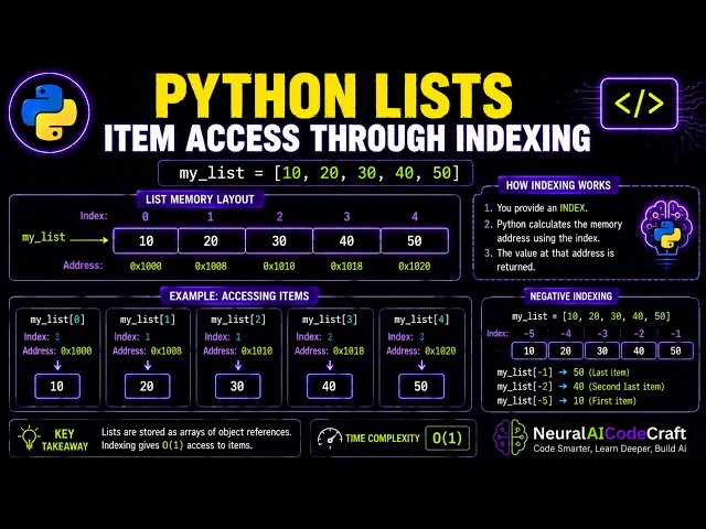 Part 2| Python Lists: Memory Layout, Indexing & Lists Item Access Explained