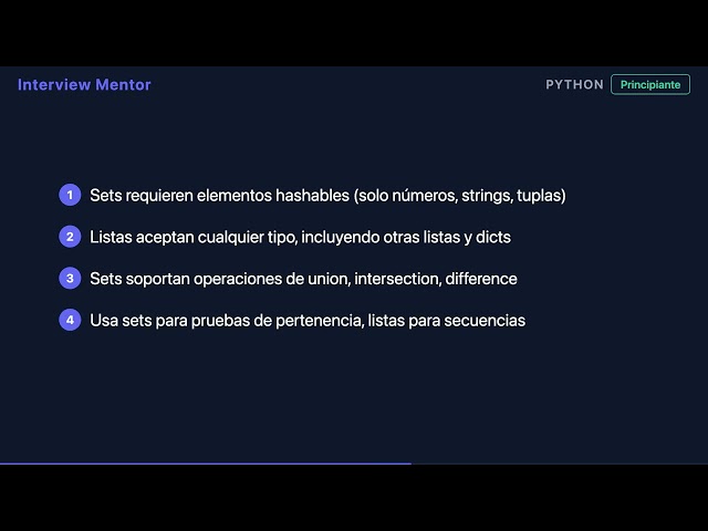 Python Sets vs Listas: ¿Cuándo Usar Cada Uno? | Interview Mentor