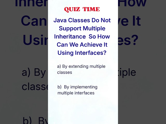 Java Multiple Inheritance Using Interface | MCQ Quiz #oops