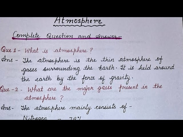 Atmosphere Class 8 ICSE CBSE || HANDWRITTEN NOTES || PART 1