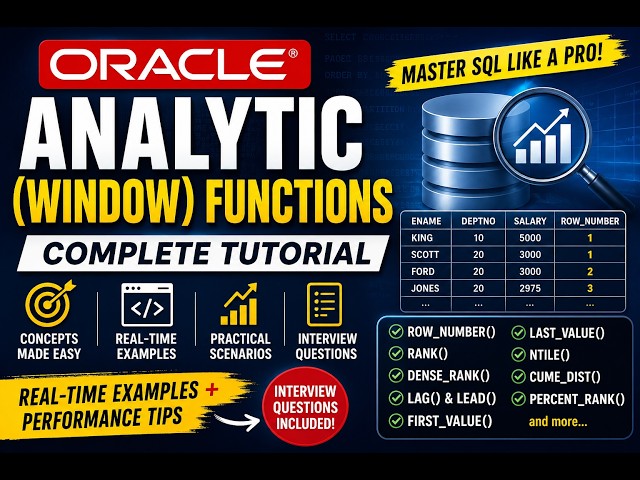 Master Oracle Analytic Functions | ROW_NUMBER, RANK, DENSE_RANK, LAG, LEAD & More