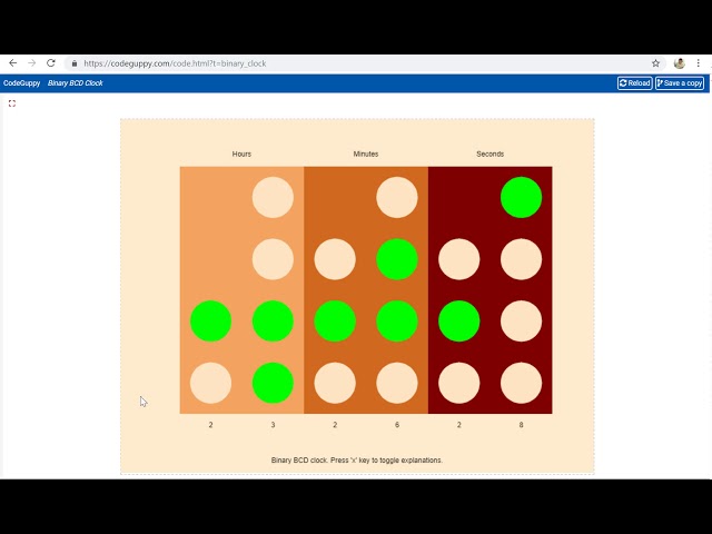 Binary BCD Clock in JavaScript