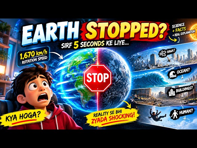 Agar Earth 5 Seconds Ke Liye Ruk Jaaye Toh Kya Hoga? 🌍....||😱😱😥🔥🔥....