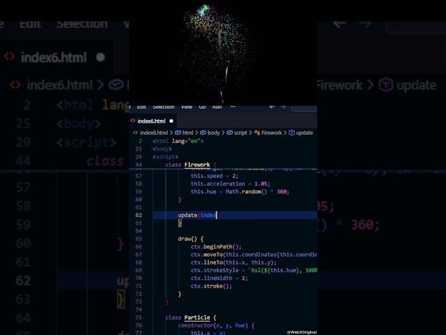 WAIT… Fireworks Follow Your Mouse 🤯#shorts#javascript#html#canvas#coding#fireworks#creativecoding