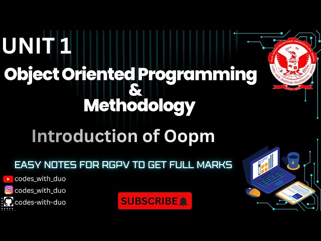 Object Oriented Programming & Methodology UNIT 1 | AL/AD/CY/CS- 305 | 3rd Sem | ONE SHOT |#rgpv