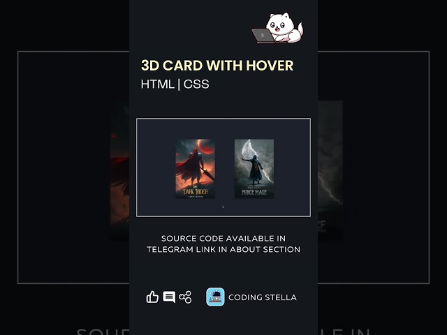 3d Card With Hover Effect 😍 #html #css #javascript #shorts