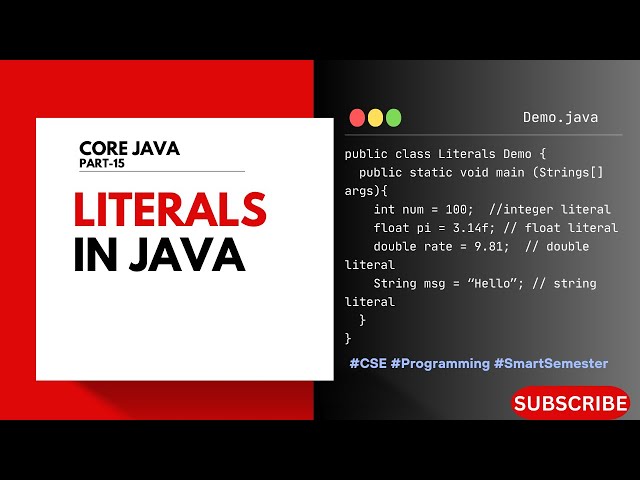 Literals in Java | Core Java | Telugu Explained