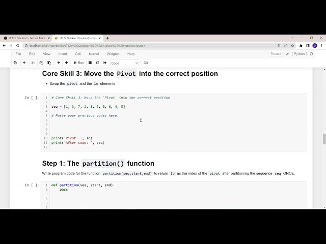 Walkthrough LT12e In Place Quicksort Q6 13 - voiceover
