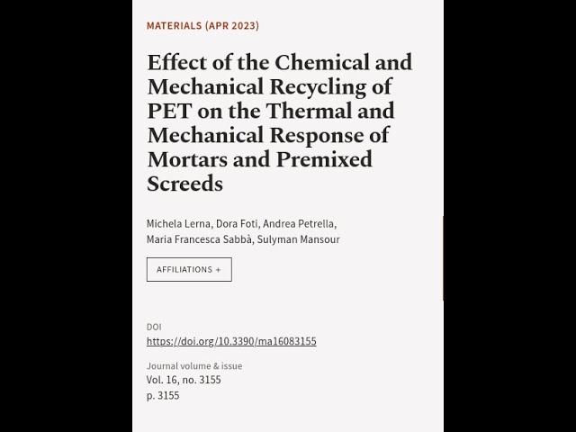 Effect of the Chemical and Mechanical Recycling of PET on the Thermal and Mechanical ... | RTCL.TV