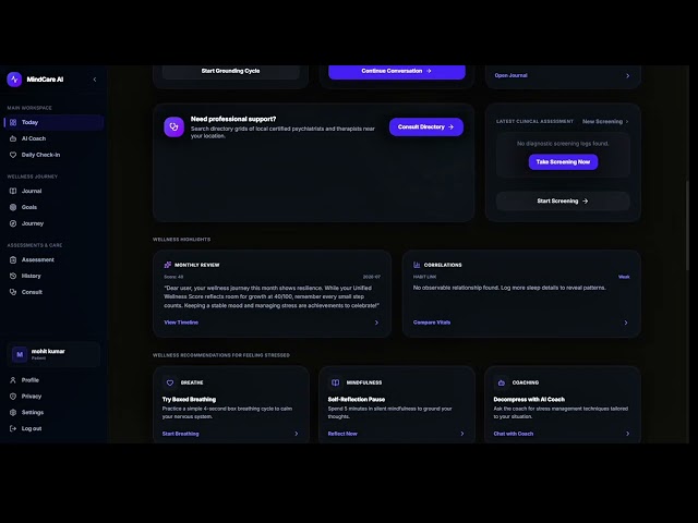 MindCare AI X | IBM July wildcard Challenge 2026 | AI-Powered Mental Wellness Platform